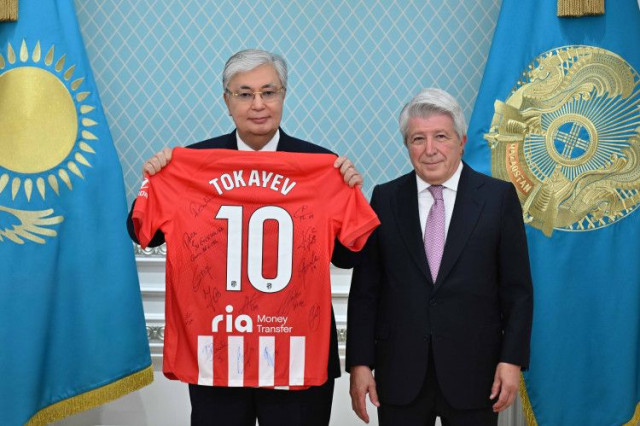 President Tokayev meets President of Atletico Madrid