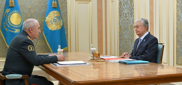 Kazakh President receives report from Defense Minister