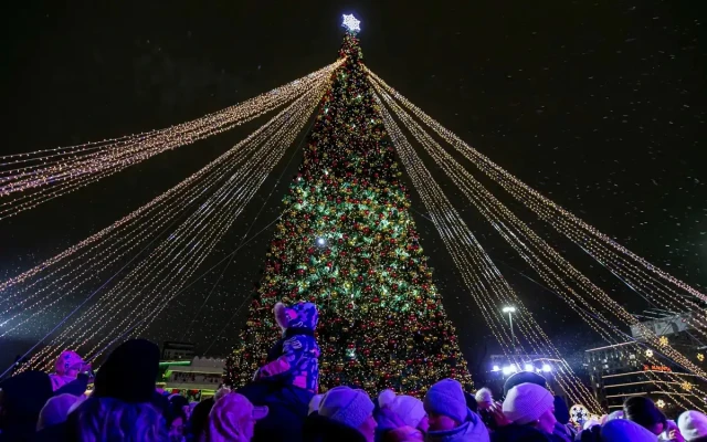Over 30 New Year trees lit simultaneously in Astana