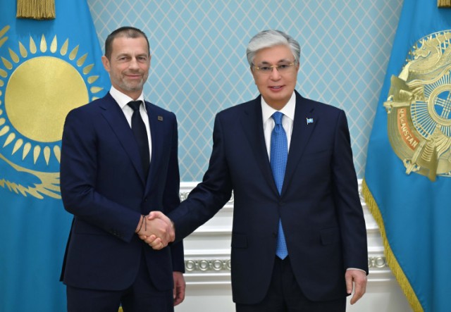 Kassym-Jomart Tokayev receives UEFA President