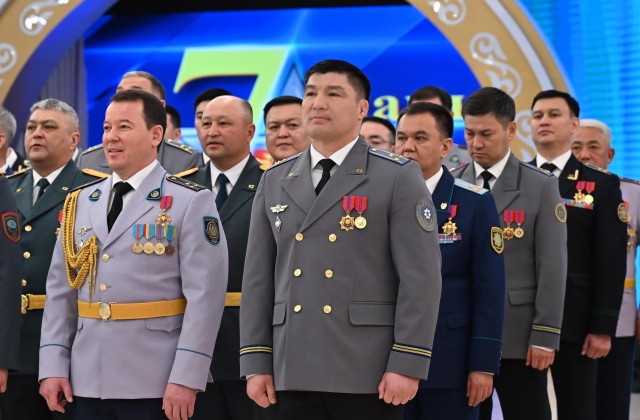 Kazakh President presents state awards for Defender of Fatherland Day